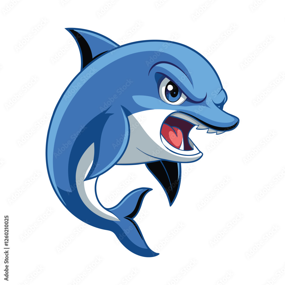 Fototapeta premium angry cartoon Dolphin cartoon vector illustration