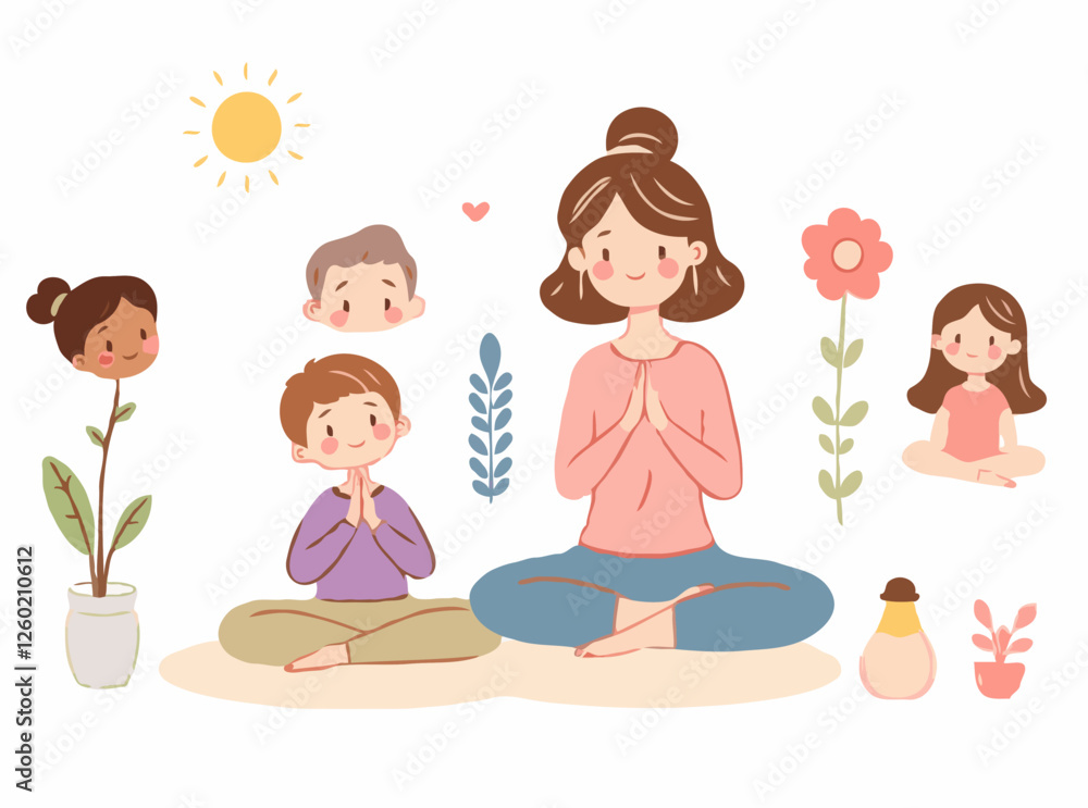 Mindful Living: Mental Health and Wellness Illustration Set Mindful Living: Mental Health and Wellness Illustration Set