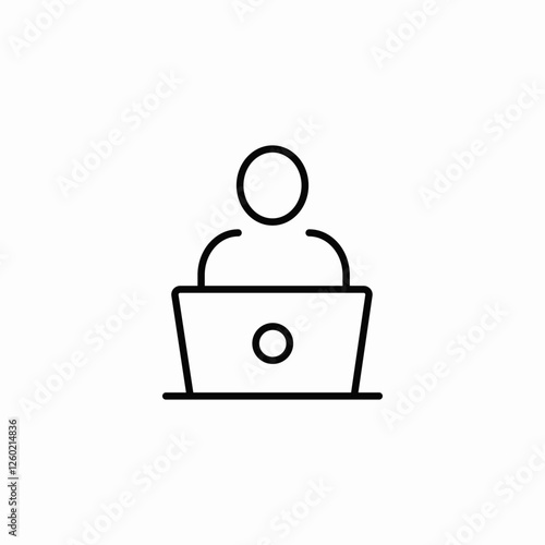 remote work laptop icon vector sign