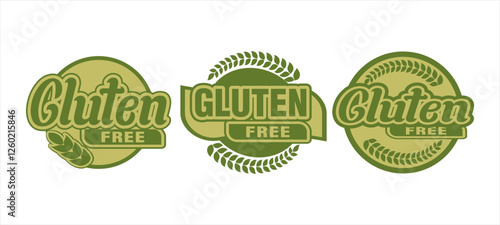 gluten free icon label stamp sticker template vector for product packaging design element diet concept