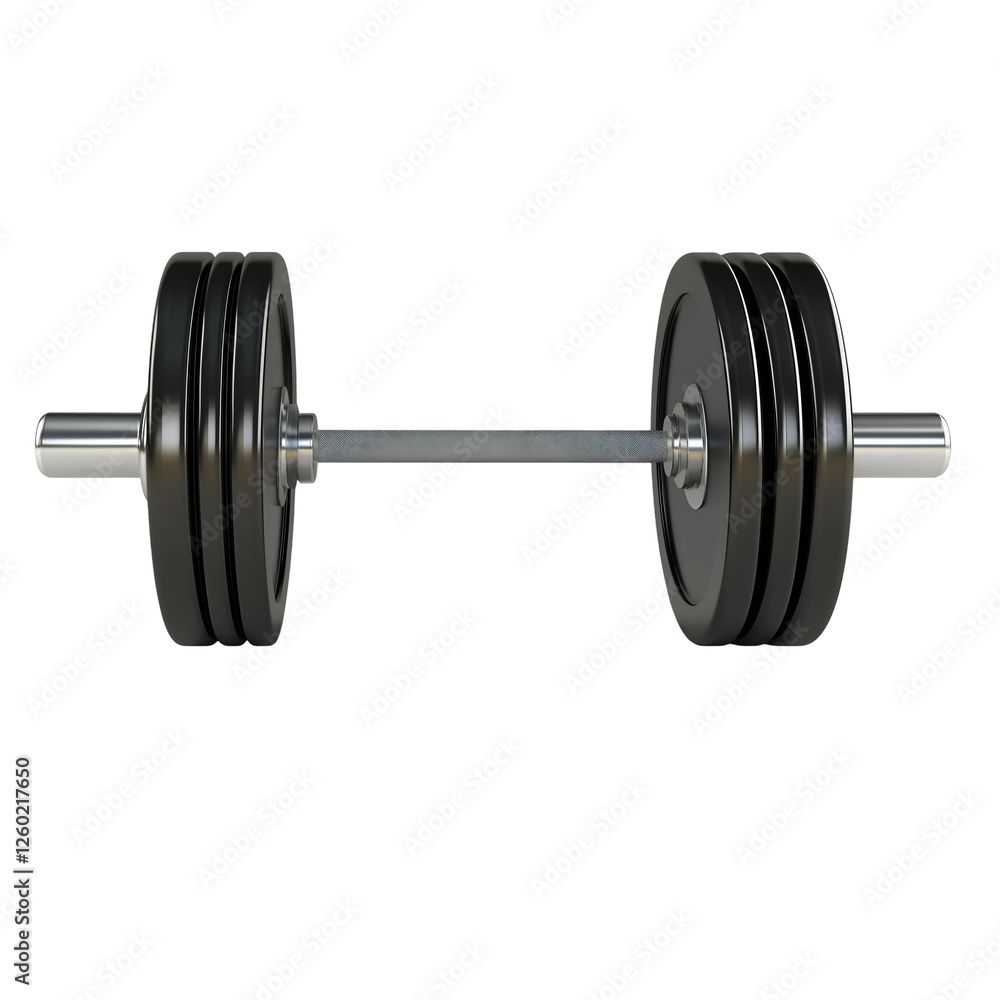 A barbell with weight plates, Isolated on transparent or white background cut out, Sports and Fitness clip art concept A barbell with weight plates, Isolated on transparent or white background cut out, Sports and Fitness clip art concept