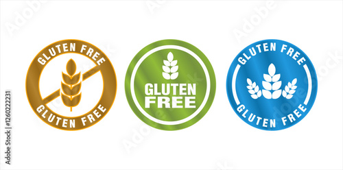 gluten free icon label stamp sticker template vector for product packaging design element diet concept