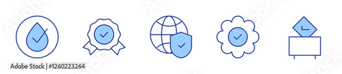 hypoallergenic, vote, badge, security, success. Checkmark Icon vector illustration. Line Duotone style. Editable stroke