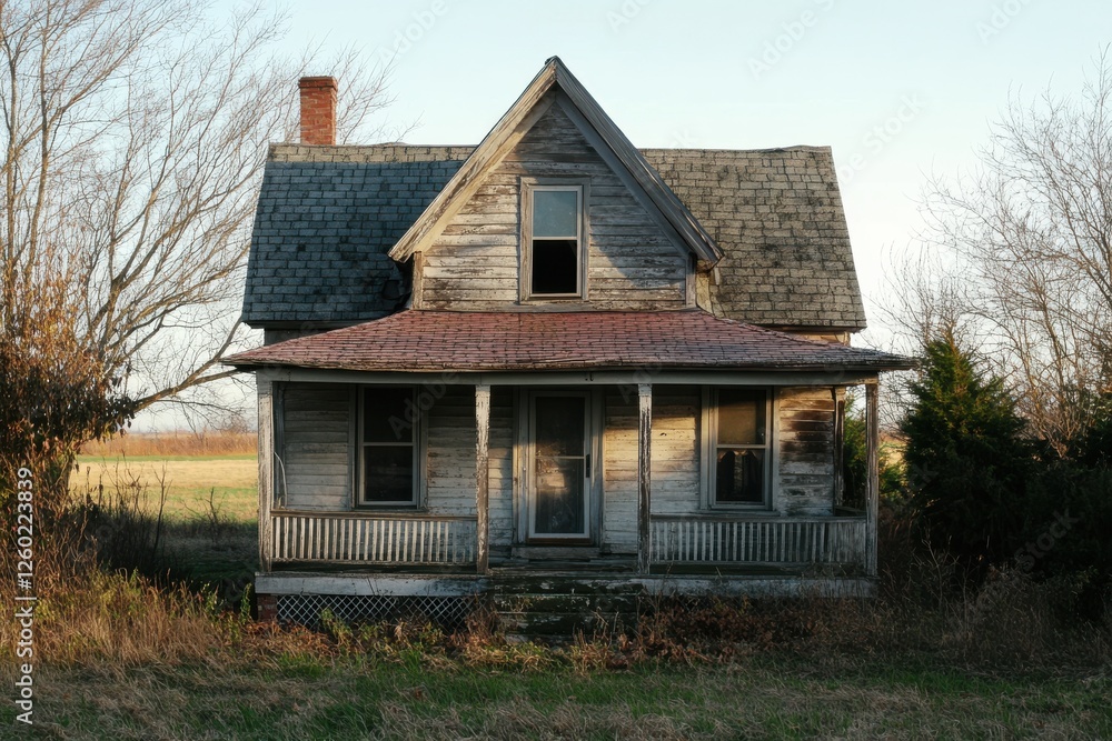 Rustic weathered farmhouse in fading light. Rustic weathered farmhouse in fading light.