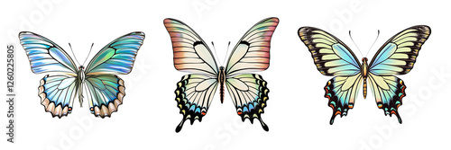 Elegant Swallowtail & Morpho Butterflies – Vibrant Winged Illustration Set