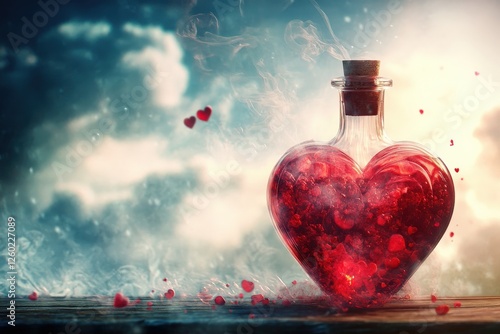 Love Potion. Magic Aphrodisiac in Enchanting Bottle for Passionate Romance