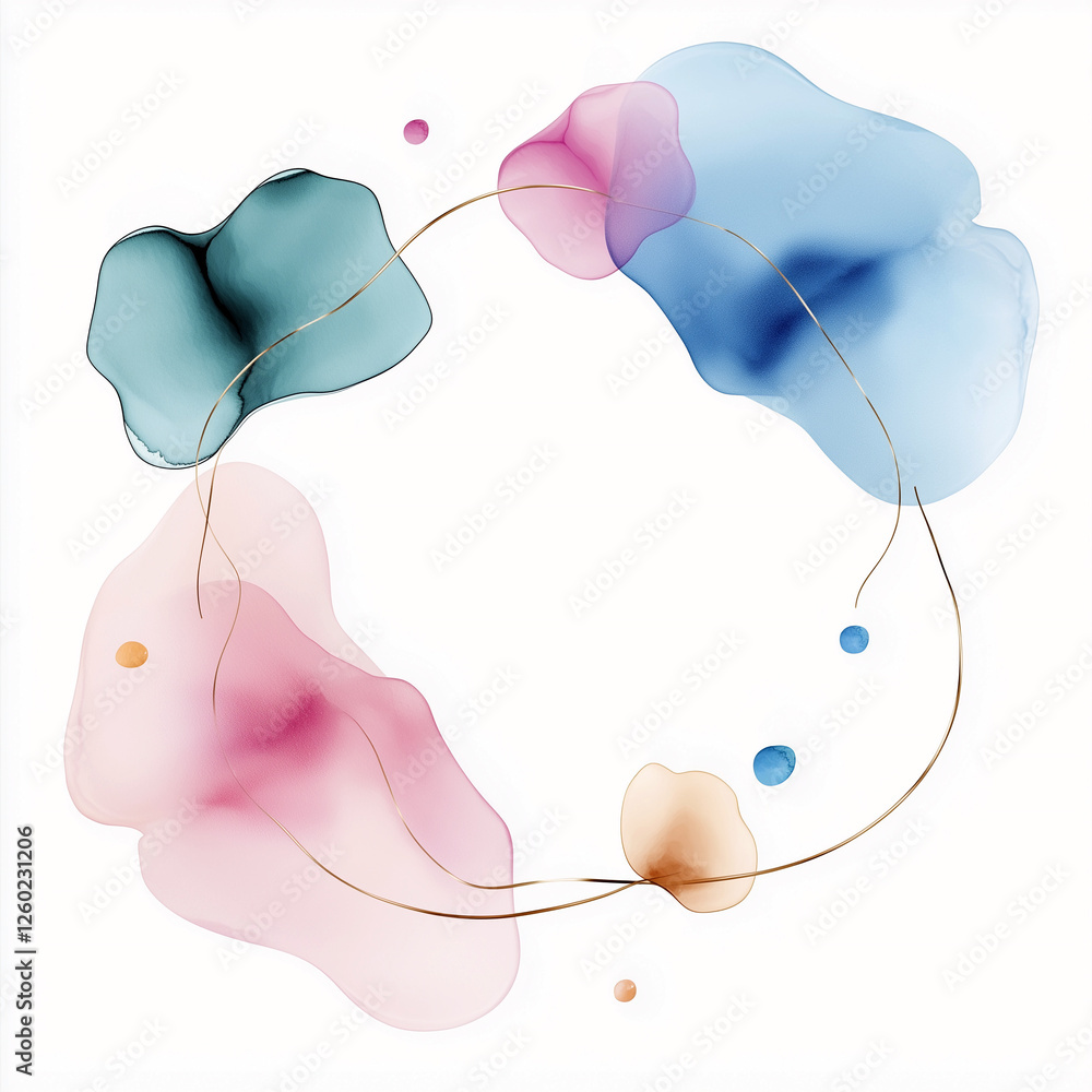 Φωτογραφία Circle of colorful shapes with a gold line in the middle