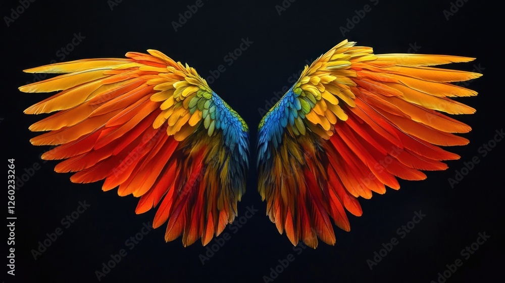 Obraz premium Vibrant Parrot Wings: A Symphony of Colors