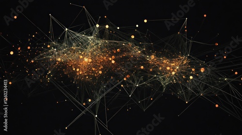 Wallpaper Mural Abstract network connections, glowing nodes, dark background, technology concept Torontodigital.ca