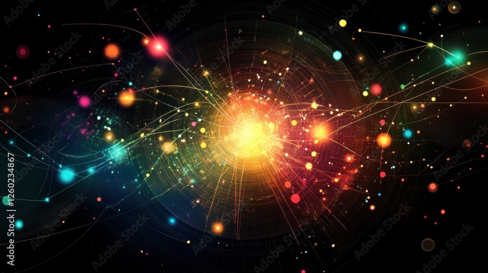 Fototapeta premium Colorful energy explosion, abstract background, technology concept, digital art