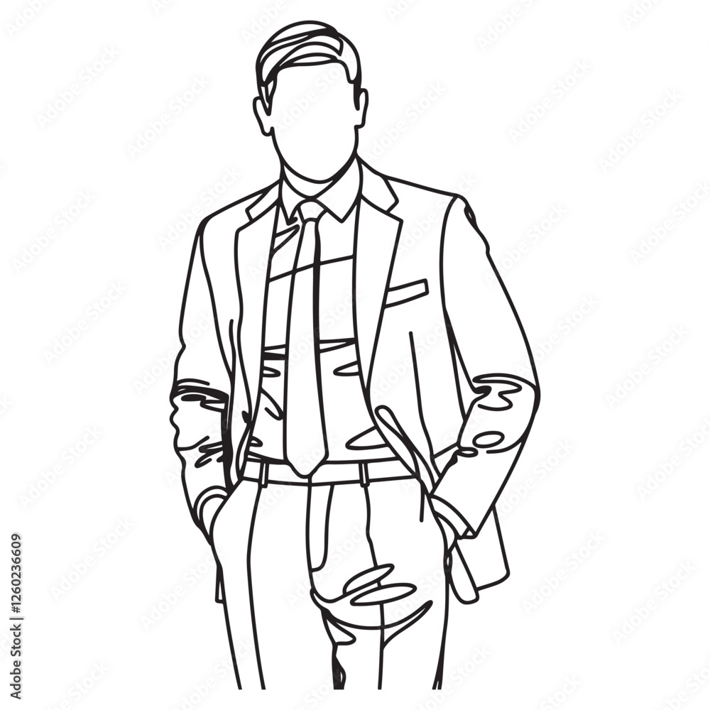 Man in Suit Silhouette - Elegant Business Attire Vector - Businessman Doodle - Entrepreneur Illustration - Office Line Art
Man in Suit Silhouette - Elegant Business Attire Vector - Businessman Doodle - Entrepreneur Illustration - Office Line Art