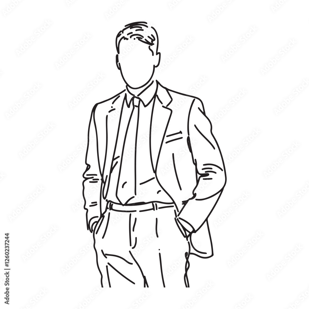Businessman Silhouette - Confident Professional Vector - Man in Suit Doodle - CEO Illustration - Executive Line Art
Businessman Silhouette - Confident Professional Vector - Man in Suit Doodle - CEO Illustration - Executive Line Art