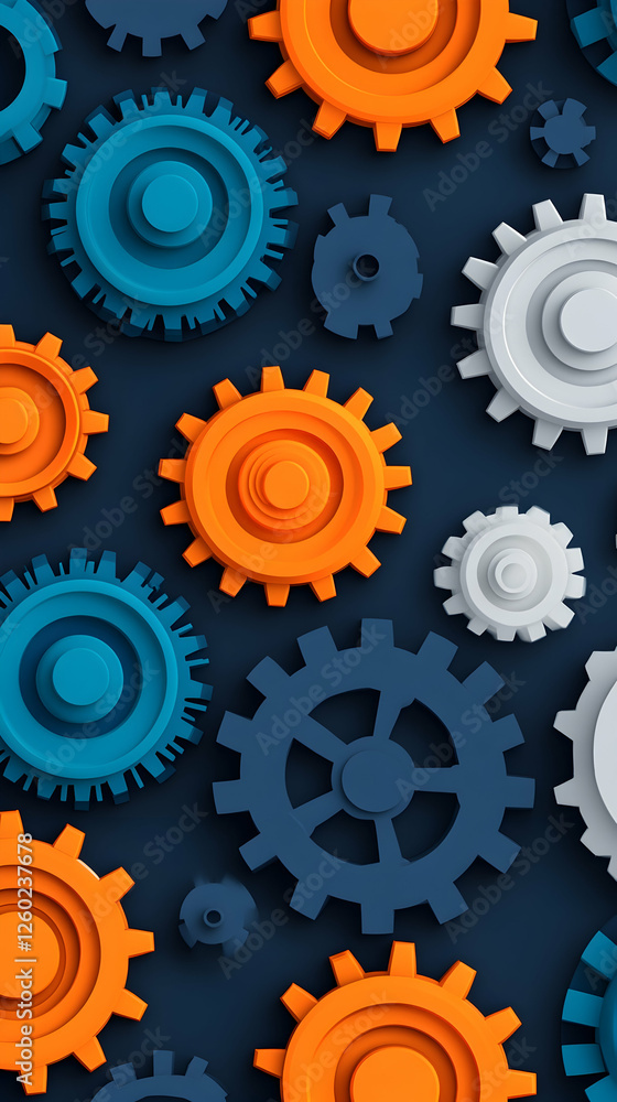 Colorful gears rotating on dark background, concept of motion, system, and teamwork Colorful gears rotating on dark background, concept of motion, system, and teamwork