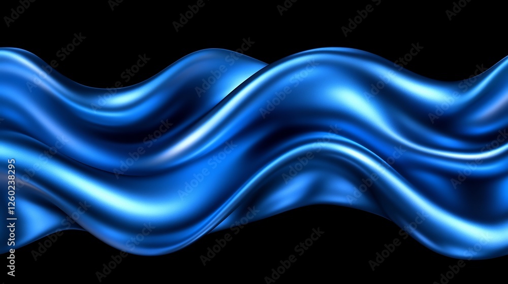 Fototapeta premium Abstract Blue Waves Flowing Smoothly Dark Background. AI Generated