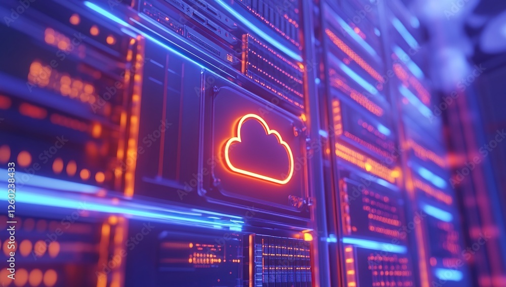 Fototapeta premium Exploring Cloud Computing: Servers, Networks, and Data Storage in a Digital World