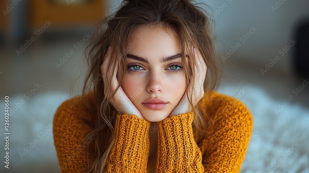 woman sitting on floor in deep prayer hands holding her head woman sitting on floor in deep prayer hands holding her head