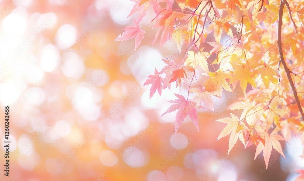 Autumn maple leaves on branches with bokeh background, ideal for fall themes Autumn maple leaves on branches with bokeh background, ideal for fall themes
