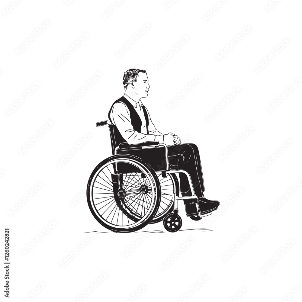 Man in Wheelchair Silhouette - Elegant Digital Drawing of a Seated Man - Wheelchair Man Vector - Wheelchair Man Doodle - Wheelchair Illustration - Man in Wheelchair Line Art
Man in Wheelchair Silhouette - Elegant Digital Drawing of a Seated Man - Wheelchair Man Vector - Wheelchair Man Doodle - Wheelchair Illustration - Man in Wheelchair Line Art