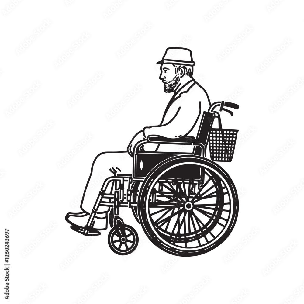 Wheelchair Silhouette of Man - Outline Drawing of a Man Sitting in a Wheelchair - Wheelchair Man Vector - Wheelchair Man Doodle - Wheelchair Illustration - Man in Wheelchair Line Art
Wheelchair Silhouette of Man - Outline Drawing of a Man Sitting in a Wheelchair - Wheelchair Man Vector - Wheelchair Man Doodle - Wheelchair Illustration - Man in Wheelchair Line Art