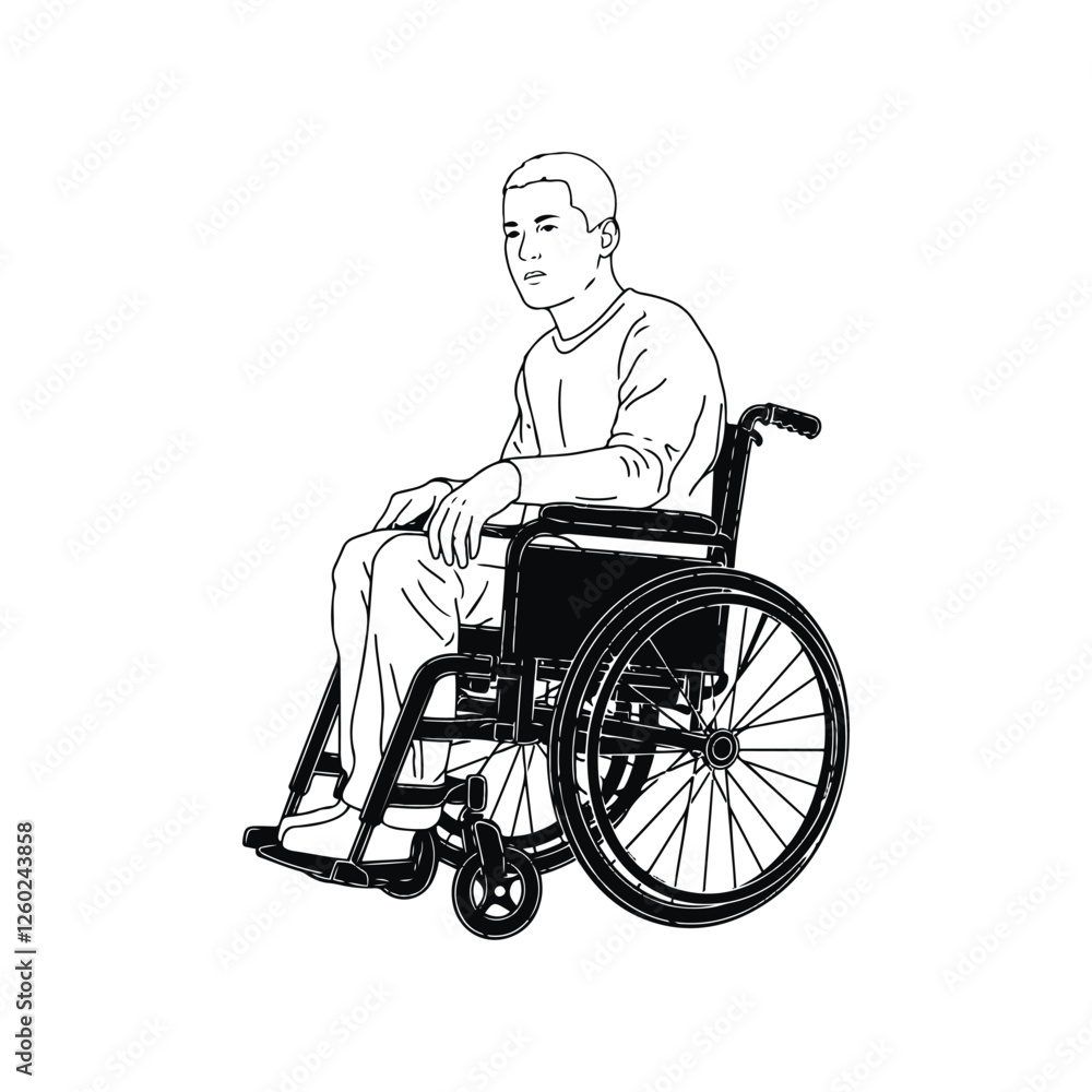 Man in Wheelchair Silhouette - Unique Modern Line Drawing of a Disabled Man - Wheelchair Man Vector - Wheelchair Man Doodle - Wheelchair Illustration - Man in Wheelchair Line Art
Man in Wheelchair Silhouette - Unique Modern Line Drawing of a Disabled Man - Wheelchair Man Vector - Wheelchair Man Doodle - Wheelchair Illustration - Man in Wheelchair Line Art