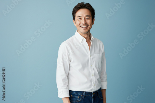 笑顔の中年男性、50代、ポートレート、ミドルエイジ