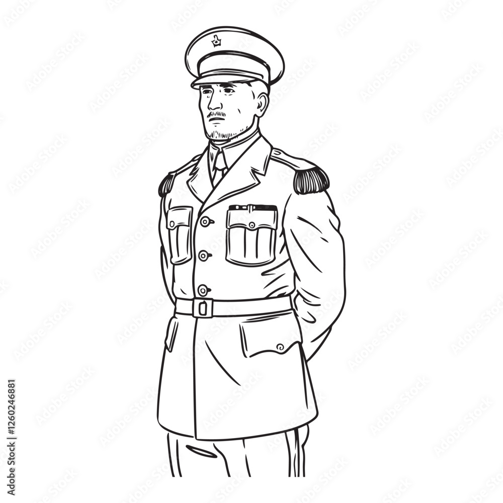 Man in Military Uniform - Modern and Clean Soldier Line Drawing - Soldier Vector - Army Officer Doodle - Military Illustration - Military Man Line Art
Man in Military Uniform - Modern and Clean Soldier Line Drawing - Soldier Vector - Army Officer Doodle - Military Illustration - Military Man Line Art