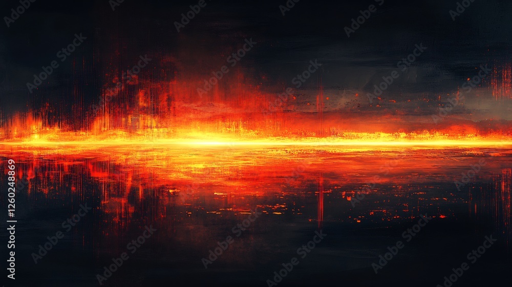Fototapeta premium Fiery cityscape ablaze dramatic sunset light intense orange hues. AI Generated