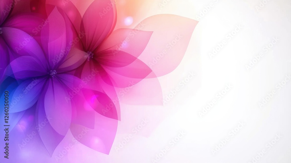 Fototapeta premium A vibrant floral design featuring layered pink and purple petals on a soft, light background.