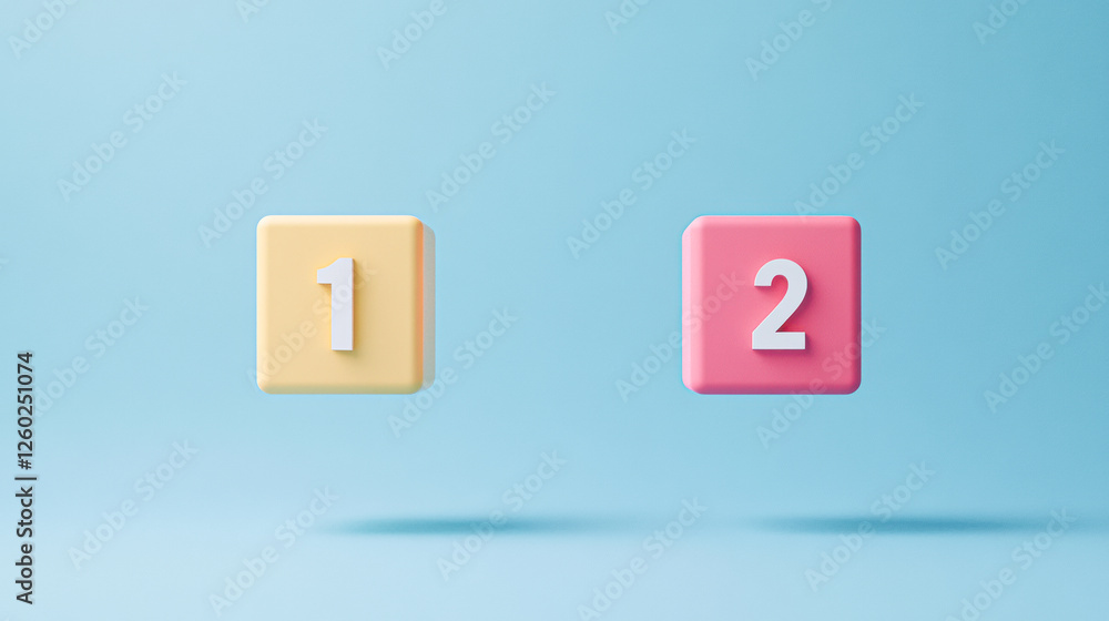 Colorful number blocks digital art playful learning environment minimalist view Colorful number blocks digital art playful learning environment minimalist view