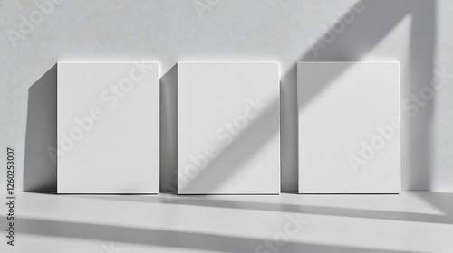 Wallpaper Mural Three blank canvases, sunlit wall, mockup Torontodigital.ca