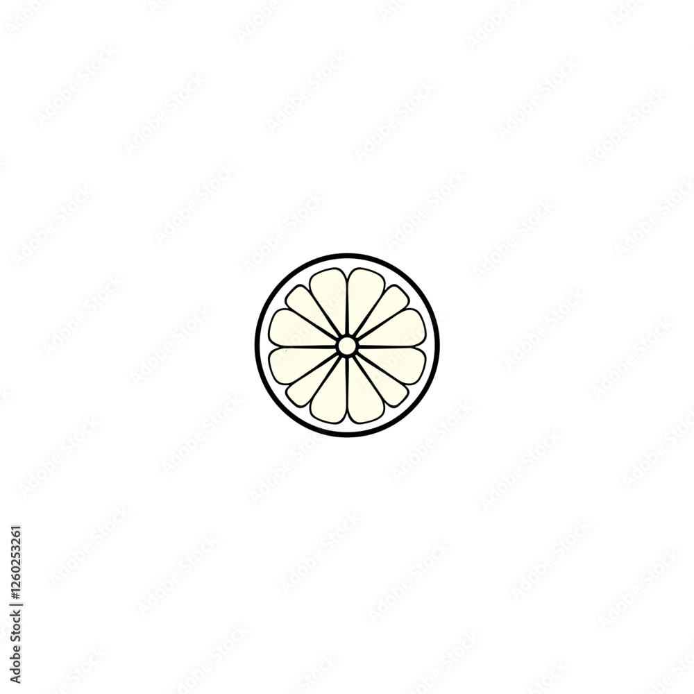 Citrus fruit slice illustration in black and white Citrus fruit slice illustration in black and white