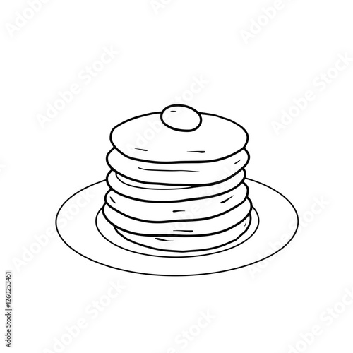 Minimalist pancake stack icon with syrup on a plate