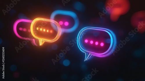 Business communication concept with glowing speech bubble icons