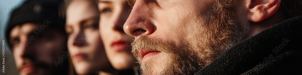 Close-up of Man's Face and Partial View of Three Women Close-up of Man's Face and Partial View of Three Women