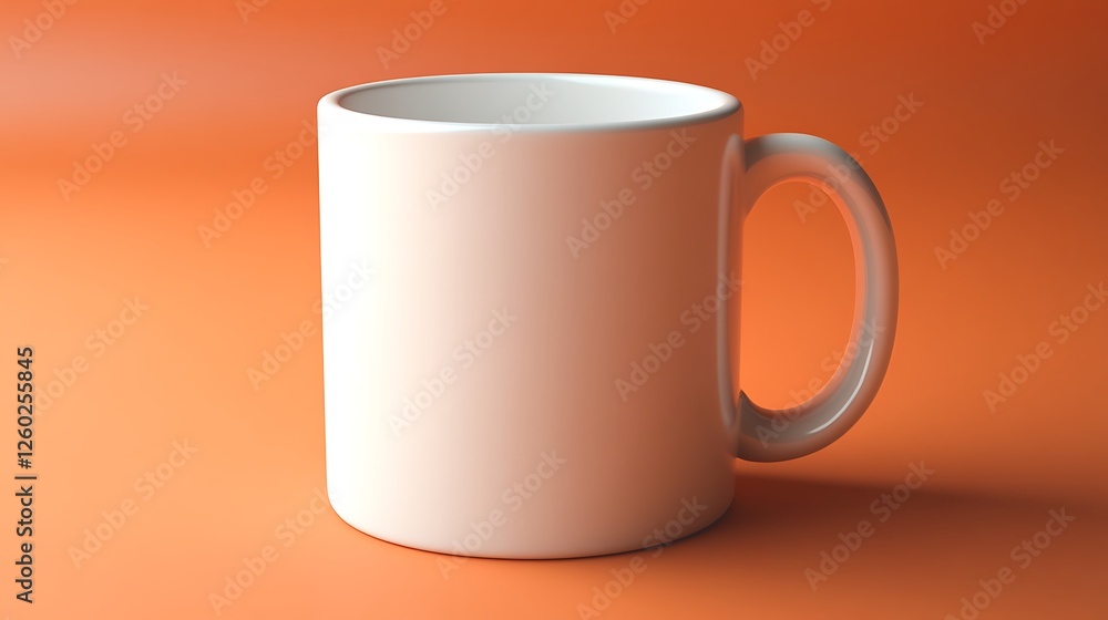 Obraz premium Clean white ceramic mug on a soft orange gradient background