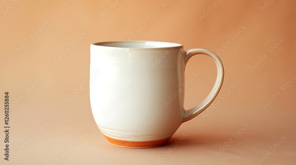 Clean white ceramic mug on a soft orange gradient background Clean white ceramic mug on a soft orange gradient background