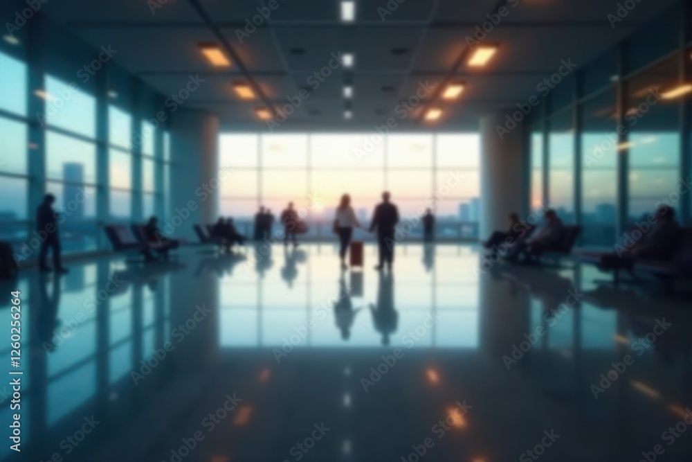Muted airport ambiance with blurred airport terminal in background, airports, blur, scenery Muted airport ambiance with blurred airport terminal in background, airports, blur, scenery