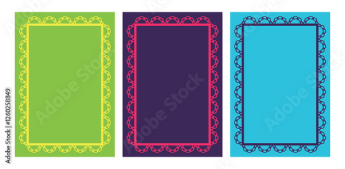 Collection of Mexican templates for invitations. Wedding, Cinco de Mayo, Fiesta, party, birthday. Mexican festival. Vector vertical banner with place for text.
