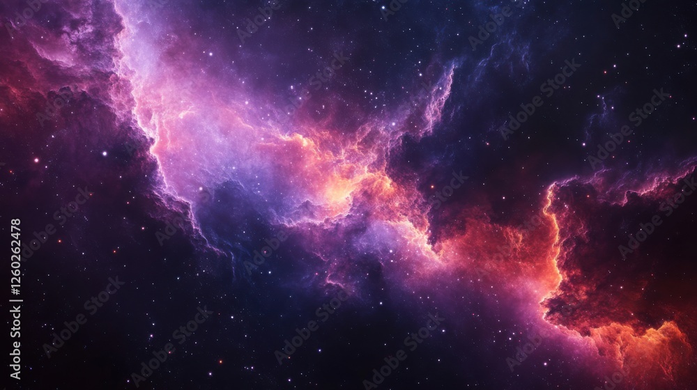 Fototapeta premium Abstract cosmic nebula texture background with cosmic nebula texture and swirling star clusters. Emphasizing celestial depth and artistic wonder, ideal for space-themed designs and dreamy visuals.