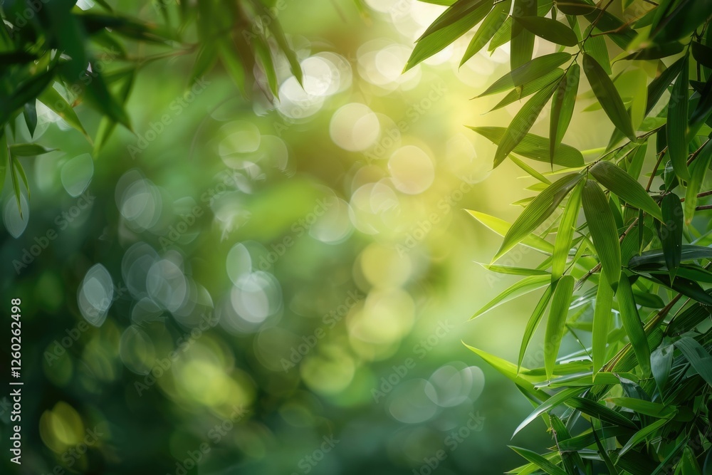 Lush green bamboo leaves bathed in sunlight, creating a serene and peaceful natural background. Lush green bamboo leaves bathed in sunlight, creating a serene and peaceful natural background.