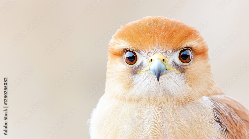 Fototapeta premium Close-up falcon portrait, neutral background. Possible stock photo use
