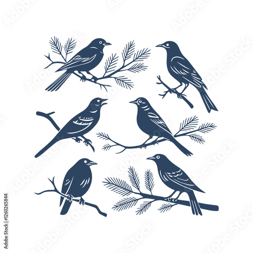 Wallpaper Mural Birds Silhouettes Clip art Vector Illustration Torontodigital.ca