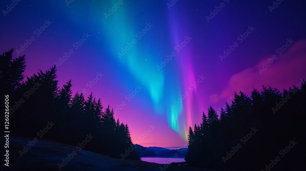 custom made wallpaper toronto digitalMajestic aurora borealis dances above a serene forest landscape at night