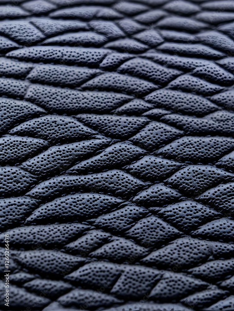 Close-up of textured black leather, showing its unique pattern and fine details Close-up of textured black leather, showing its unique pattern and fine details