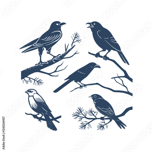 Wallpaper Mural Birds Silhouettes Clip art Vector Illustration Torontodigital.ca