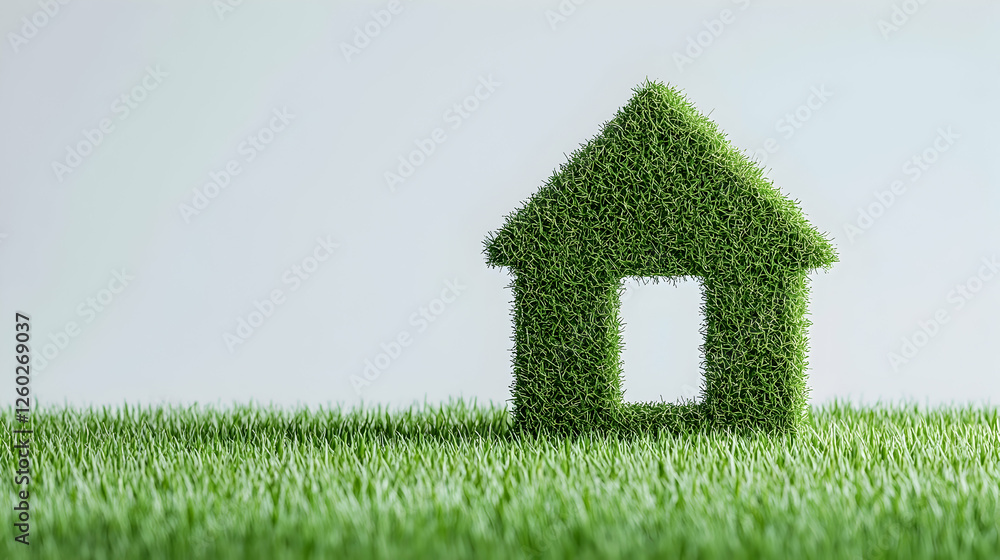 Green grass house concept on grass field. Real estate or eco friendly living Green grass house concept on grass field. Real estate or eco friendly living