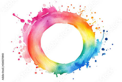 Vibrant watercolor splash in a circular shape, perfect for creative projects. isolated on white background.