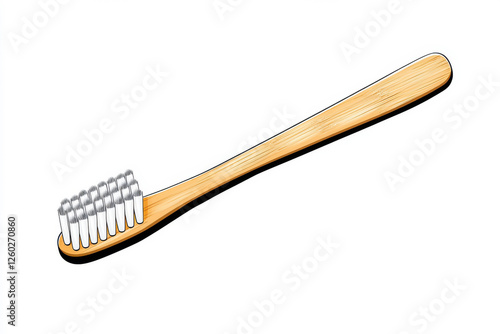 Wooden toothbrush with soft bristles for effective and eco-friendly oral care. isolated on white background.