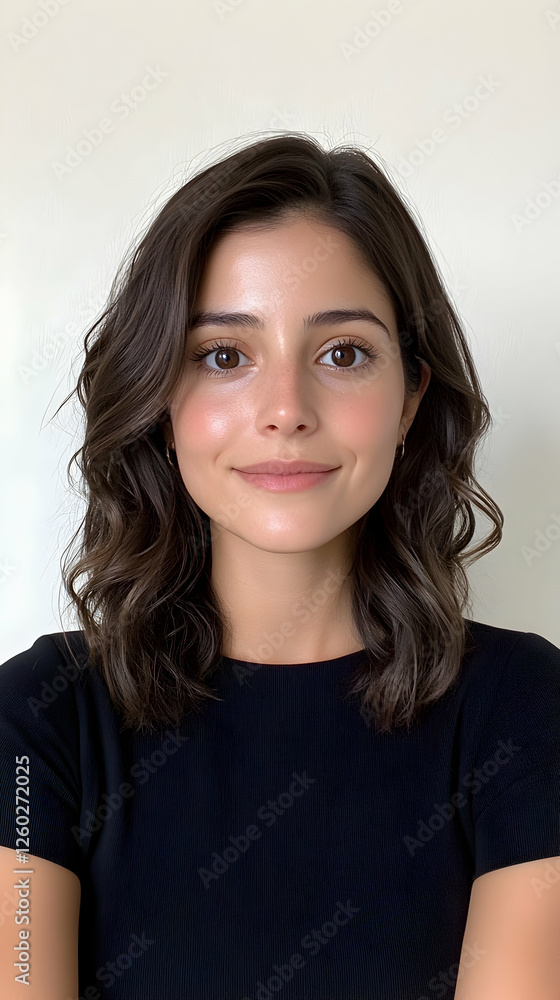 Portrait of a smiling young woman in studio setting against a plain background Portrait of a smiling young woman in studio setting against a plain background