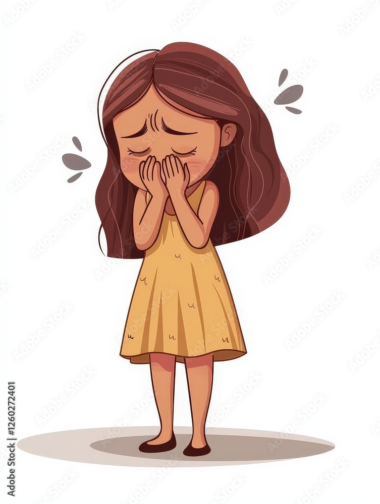 Cartoon people crying woman illustration isolated on solid white background Cartoon people crying woman illustration isolated on solid white background